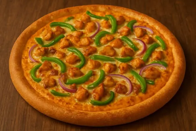 Delicious Butter Chicken Pizza at Freshco in Edmonton, AB